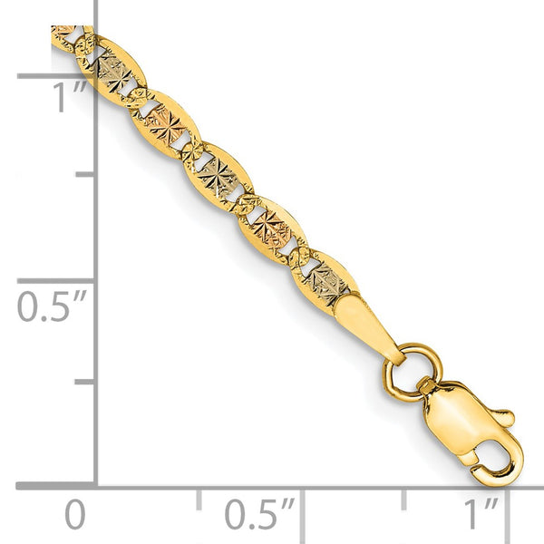 14KT Gold Tri-Color 7-inch 2.75MM Valentino Bracelet