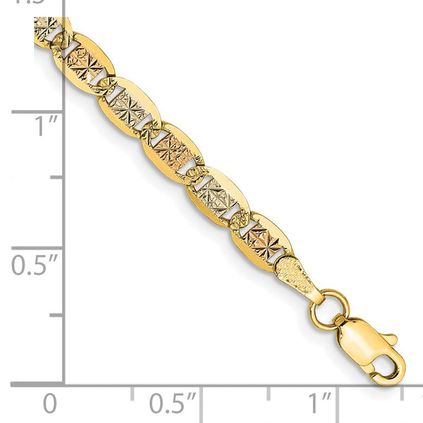 14KT Gold Tri-Color 8-inch 3.8MM Valentino Bracelet