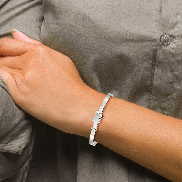 Sterling Silver 6X4MM Butterfly Bangle Bracelet