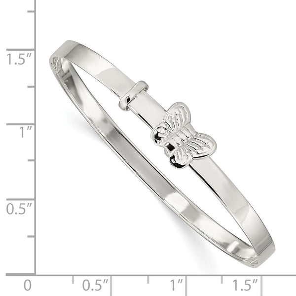 Sterling Silver 6X4MM Butterfly Bangle Bracelet