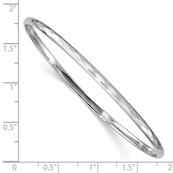 Sterling Silver 7.75-inch 3MM Diamond-cut Bangle Bracelet