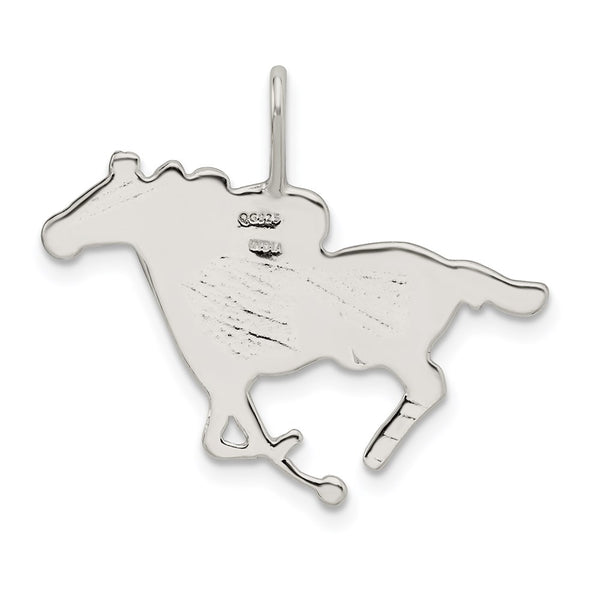 Sterling Silver 25X30MM Three Dimensional Race Horse Charm