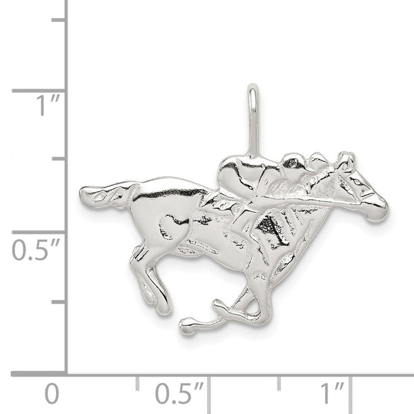 Sterling Silver 25X30MM Three Dimensional Race Horse Charm