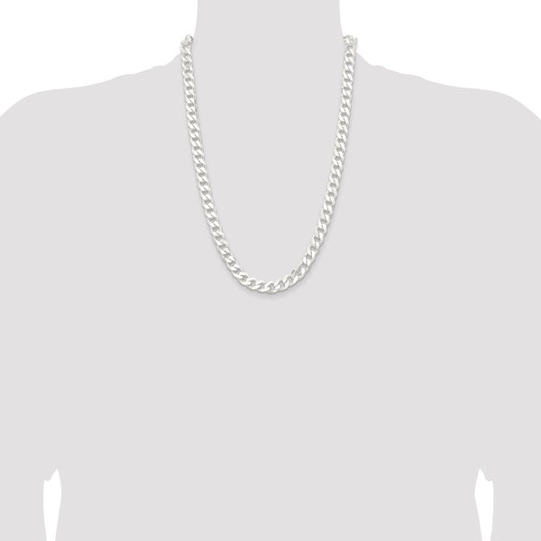 Sterling Silver 24-inch 9MM Lobster Clasp Curb Chain