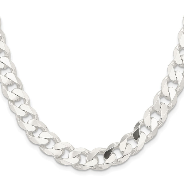 Sterling Silver 24-inch 11MM Lobster Clasp Curb Chain