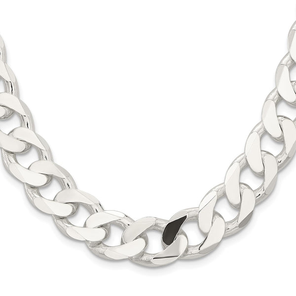 Sterling Silver 22-inch 15MM Lobster Clasp Curb Chain