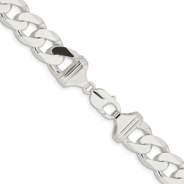 Sterling Silver 22-inch 15MM Lobster Clasp Curb Chain