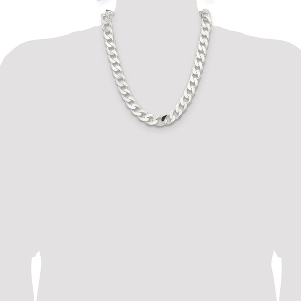 Sterling Silver 22-inch 15MM Lobster Clasp Curb Chain