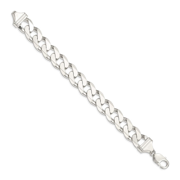 Sterling Silver 8-inch 15MM Lobster Clasp Curb Bracelet