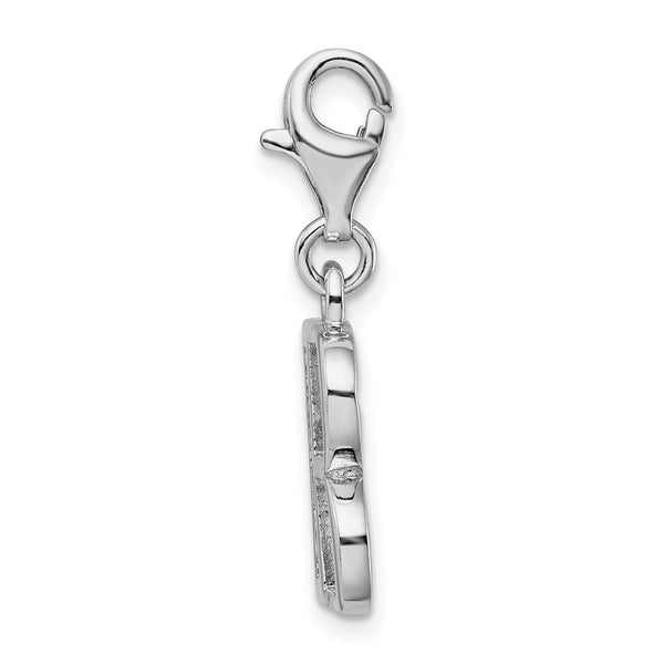 Sterling Silver RH CZ Letter B w/Lobster Clasp Charm