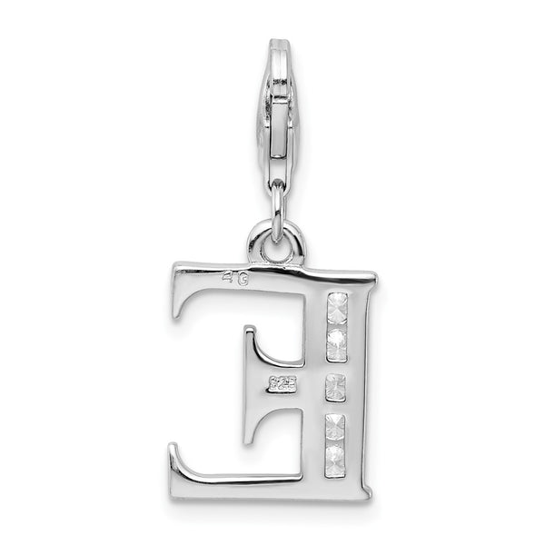 Sterling Silver RH CZ Letter E w/Lobster Clasp Charm