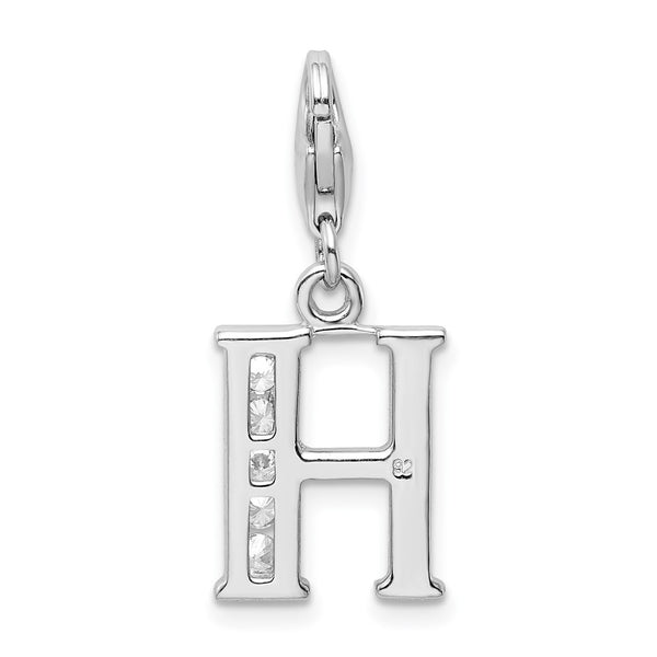 Sterling Silver RH CZ Letter H w/Lobster Clasp Charm