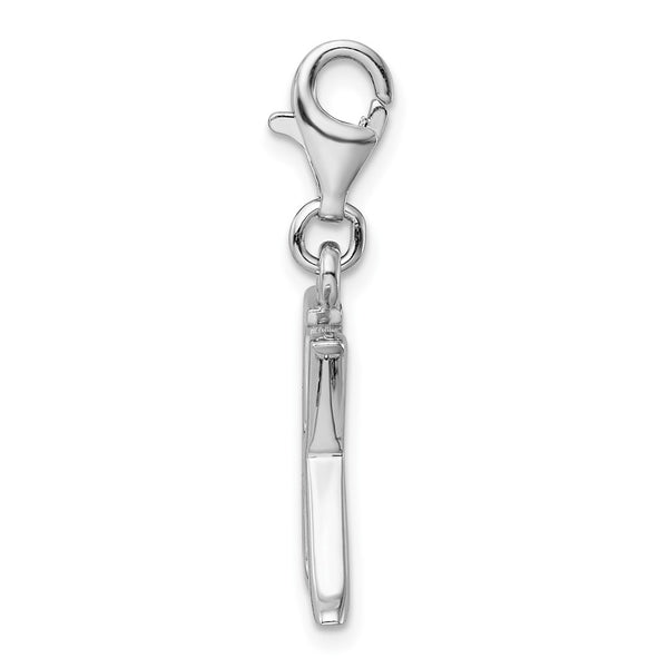 Sterling Silver Cubic Zirconia .5X12MM Lobster Clasp Initial Charm; Initial K