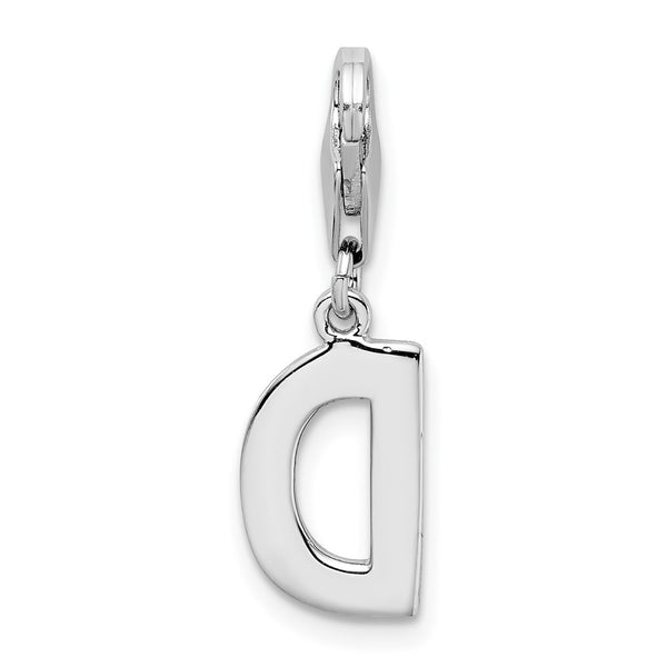 Sterling Silver RH CZ Letter D w/Lobster Clasp Charm