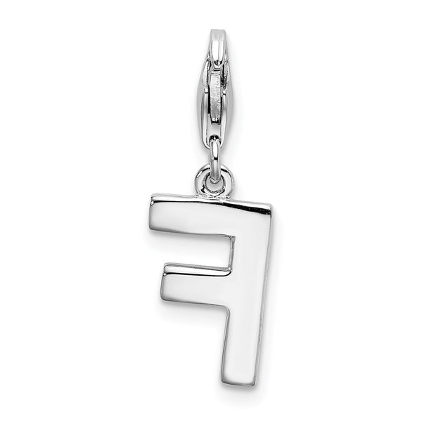 Sterling Silver RH CZ Letter F w/Lobster Clasp Charm