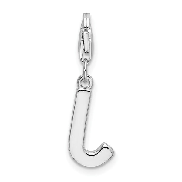 Sterling Silver RH CZ Letter J w/Lobster Clasp Charm