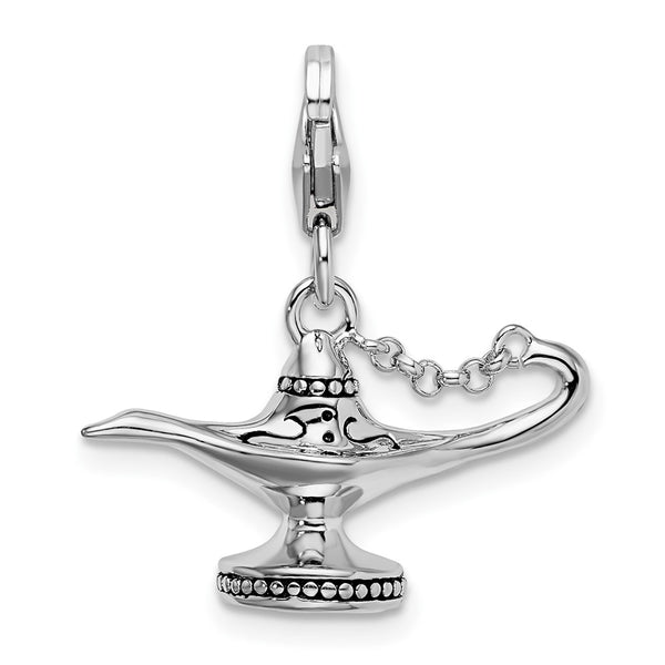 Sterling Silver 33X22MM Magic Lamp Charm