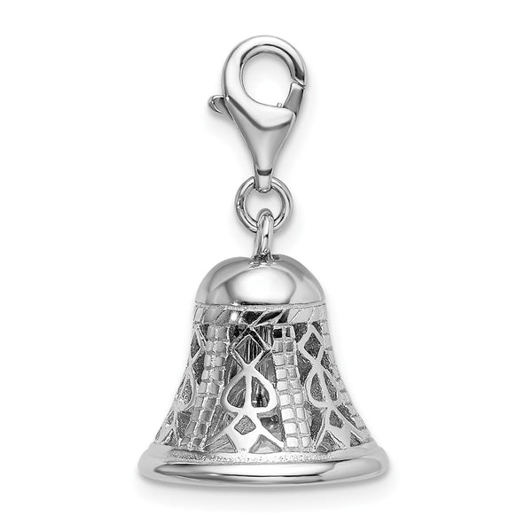 Sterling Silver RH Polished Movable Bell w/Lobster Clasp Charm