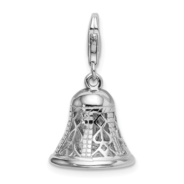 Sterling Silver RH Polished Movable Bell w/Lobster Clasp Charm