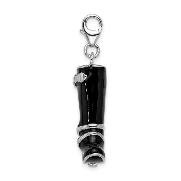 Sterling Silver 44X22MM Black Boot Charm