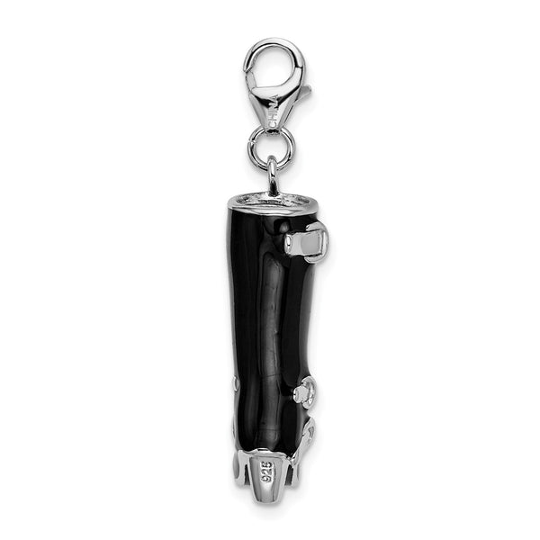 Sterling Silver 44X22MM Black Boot Charm