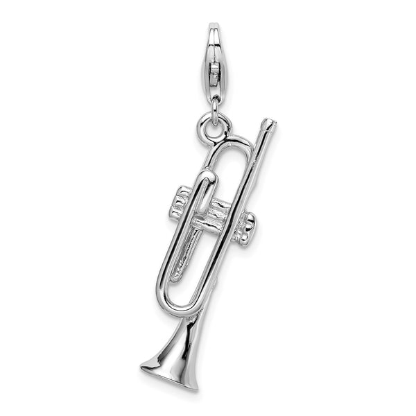 Sterling Silver RH Polished Trumpet w/Lobster Clasp Charm