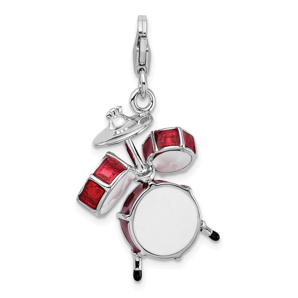 Sterling Silver 43X20MM Drum Set Charm