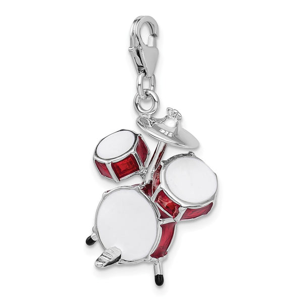 Sterling Silver 43X20MM Drum Set Charm