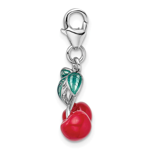 Sterling Silver 34X14MM Cherries Charm