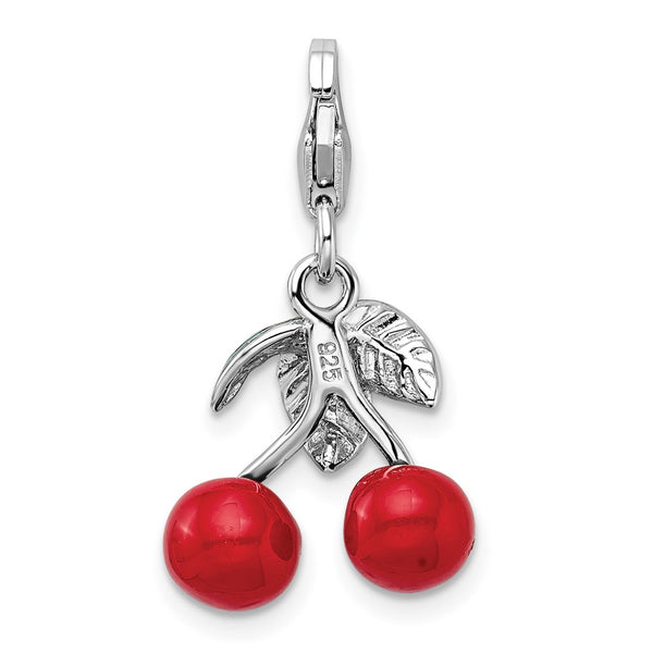 Sterling Silver 34X14MM Cherries Charm