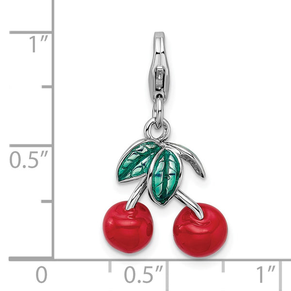 Sterling Silver 34X14MM Cherries Charm