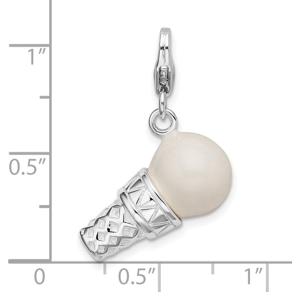 Sterling Silver 36X17MM Ice Cream Cone Charm