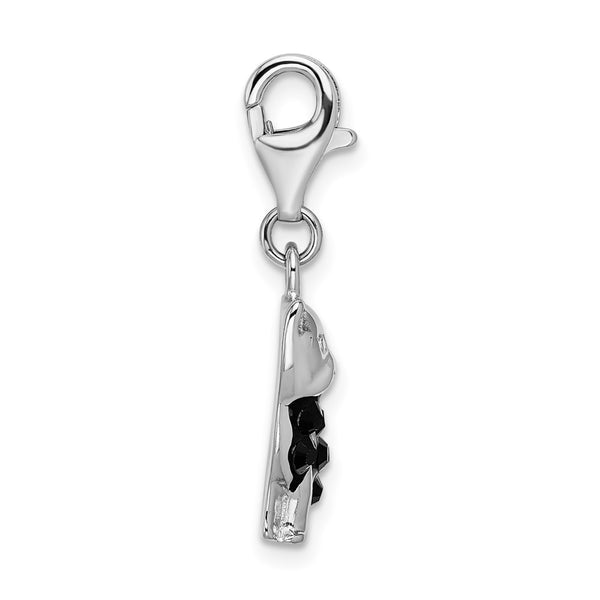 Sterling Silver and Crystal 34X13MM Cat Charm