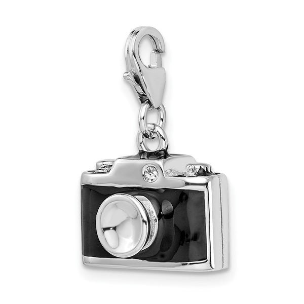 SS RH Enamel Swarovski Crystals Camera w/Lobster Clasp Charm