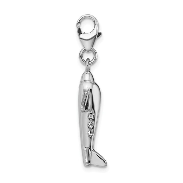 SS RH 3-D Swarovski Crystals Airplane w/Lobster Clasp Charm