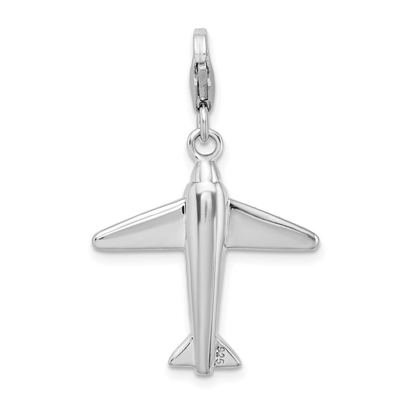 SS RH 3-D Swarovski Crystals Airplane w/Lobster Clasp Charm