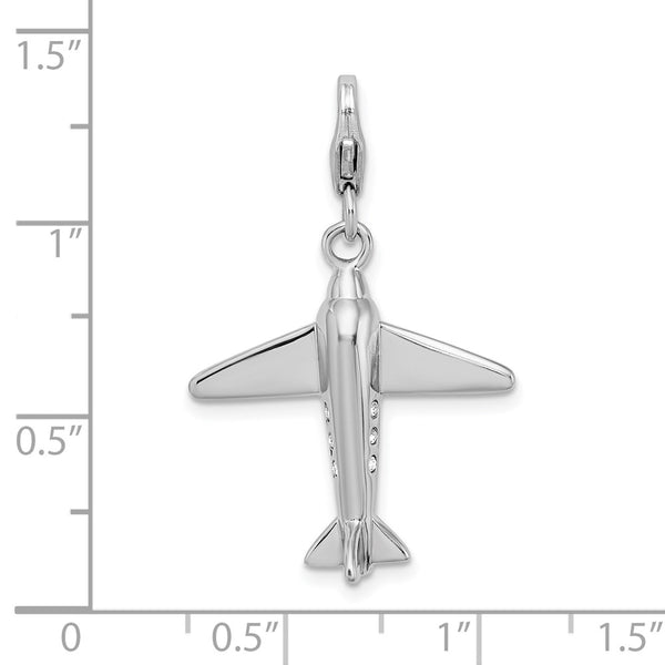 SS RH 3-D Swarovski Crystals Airplane w/Lobster Clasp Charm