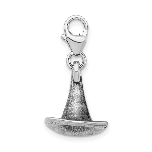 Sterling Silver 32X13MM Three Dimensional Lobster Clasp Witches Hat Charm