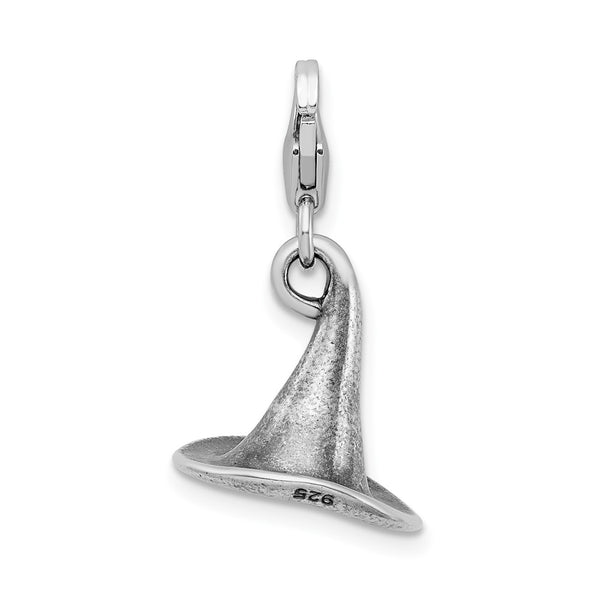 Sterling Silver 32X13MM Three Dimensional Lobster Clasp Witches Hat Charm