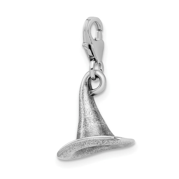 Sterling Silver 32X13MM Three Dimensional Lobster Clasp Witches Hat Charm