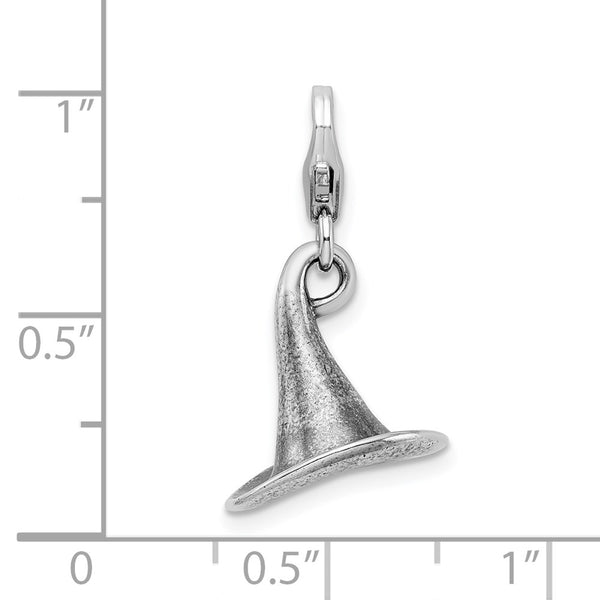 Sterling Silver 32X13MM Three Dimensional Lobster Clasp Witches Hat Charm