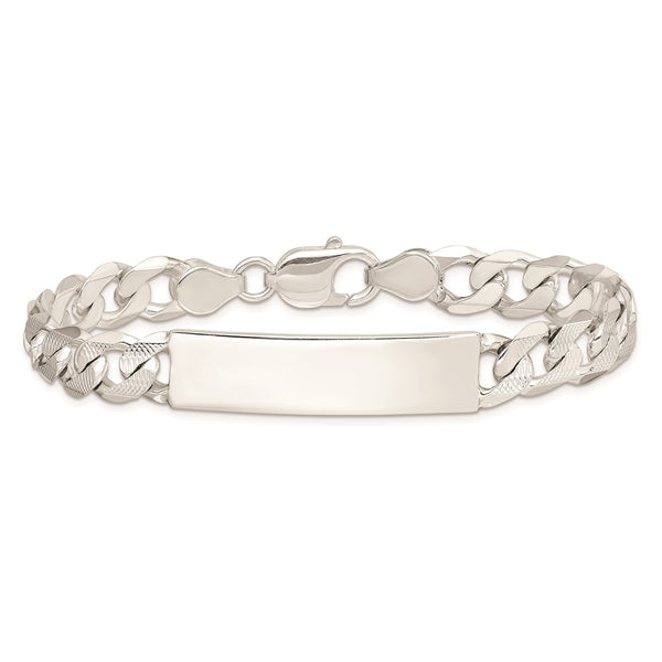 Sterling Silver 8-inch 9MM Lobster Clasp Curb ID Bracelet