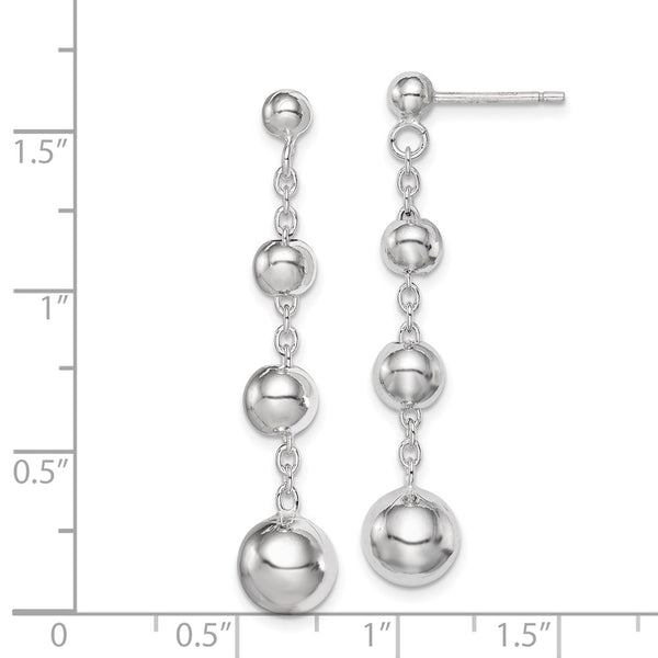 Sterling Silver 46X9MM Beaded Earrings