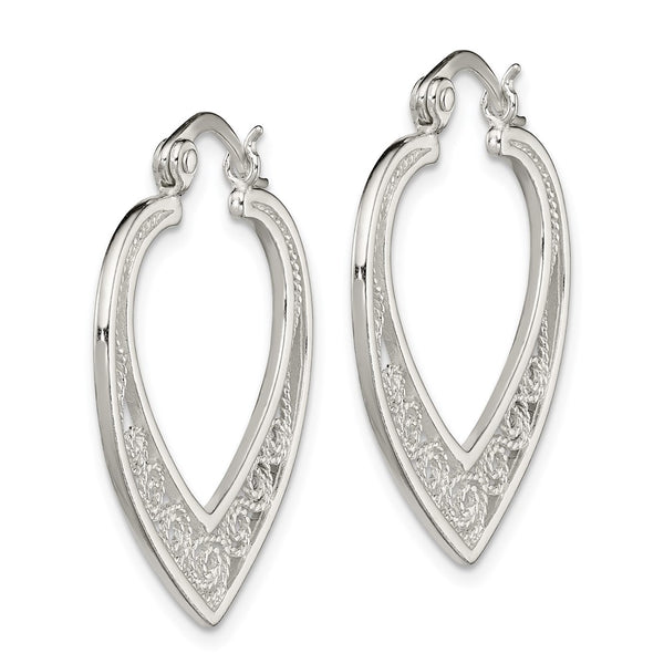 Sterling Silver 32X2MM Filigree Hoop Earrings