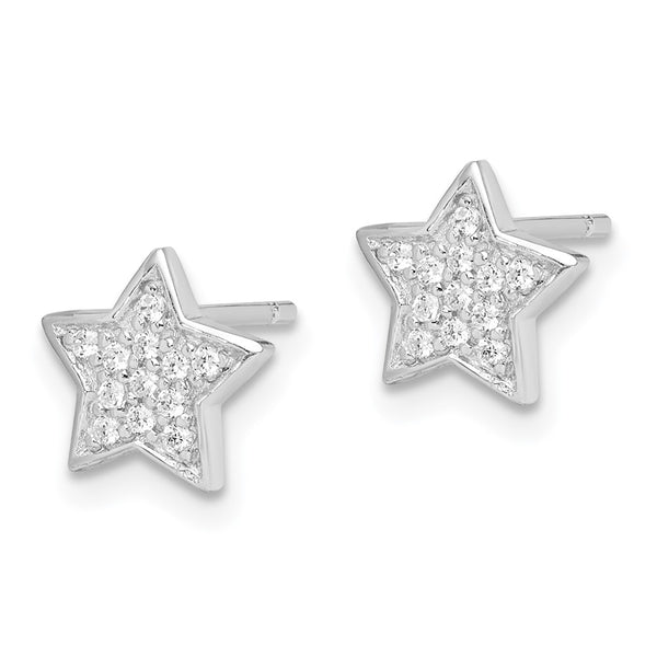 Sterling Silver Cubic Zirconia 8MM Star Stud Earrings