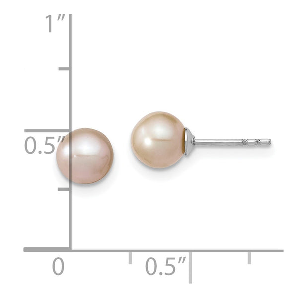 Sterling Silver 6X7MM Pearl Stud Earrings