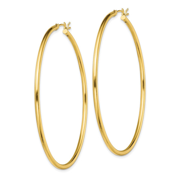 Goldtone Sterling Silver 2X60MM Hoop Earrings