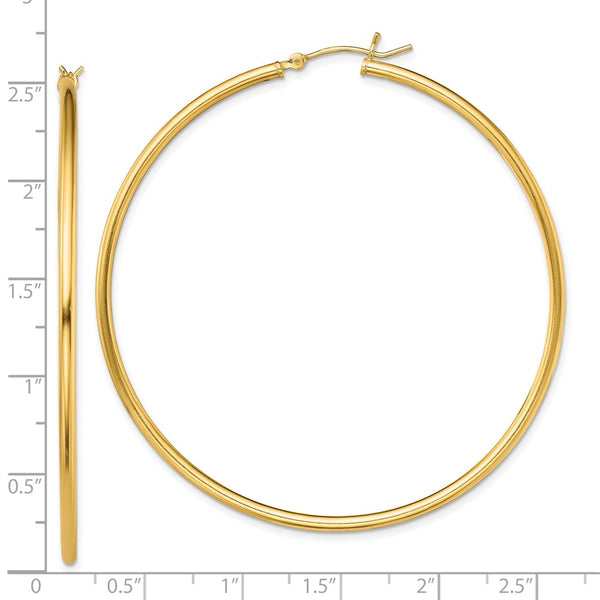 Goldtone Sterling Silver 2X60MM Hoop Earrings