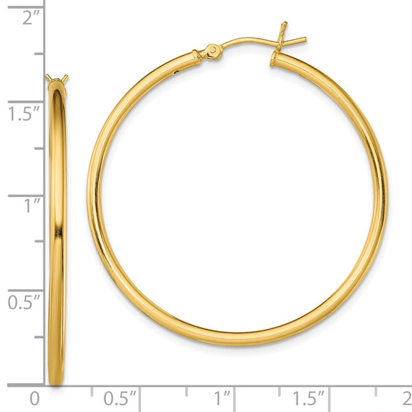 Goldtone Sterling Silver 2X40MM Hoop Earrings