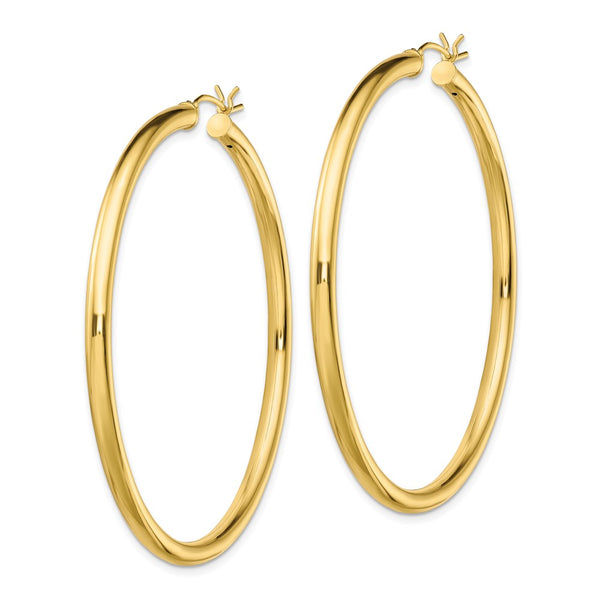 Goldtone Sterling Silver 3X55MM Hoop Earrings